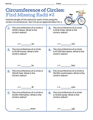 Circumference of Circles: Find Missing Radii #2 large image