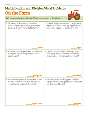 Multiplication and Division Word Problems: On the Farm