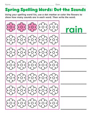 Spring Spelling Words: Dot the Sounds