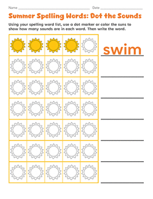 Summer Spelling Words: Dot the Sounds large image