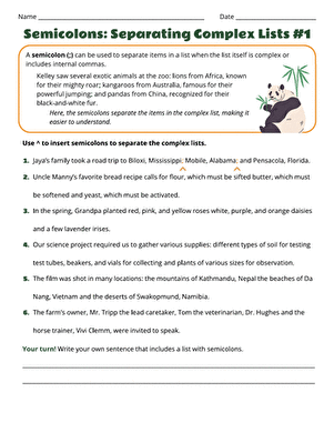 Semicolons: Separating Complex Lists #1