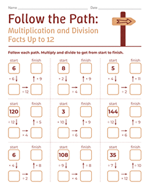 Follow the Path: Multiplication and Division Facts Up to 12 large image