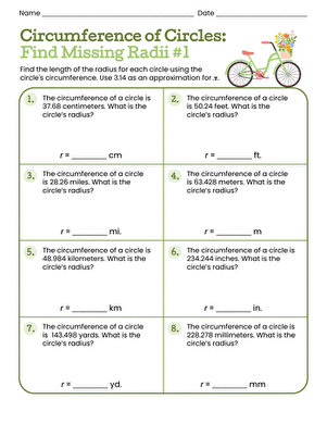 Circumference of Circles: Find Missing Radii #1 large image