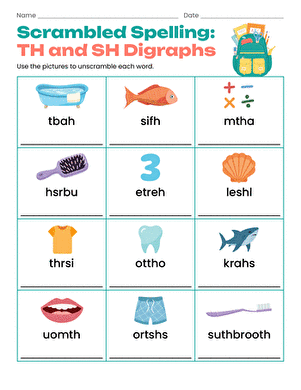 Scrambled Spelling: TH and SH Digraphs