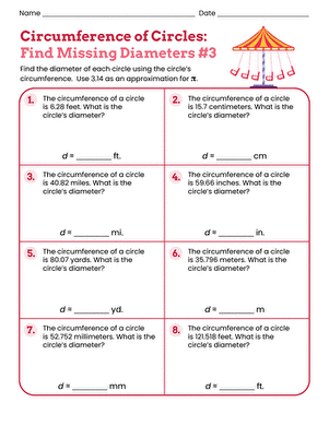 Circumference of Circles: Find Missing Diameters #3 large image