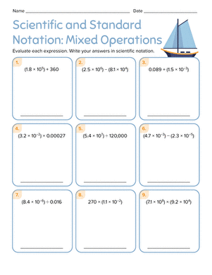 Scientific and Standard Notation: Mixed Operations