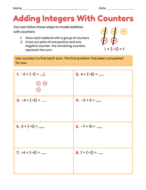 Adding Integers With Counters
