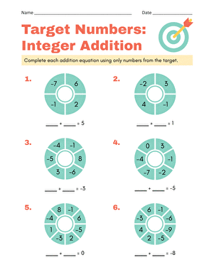 Target Numbers: Integer Addition