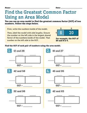 Find the Greatest Common Factor Using an Area Model