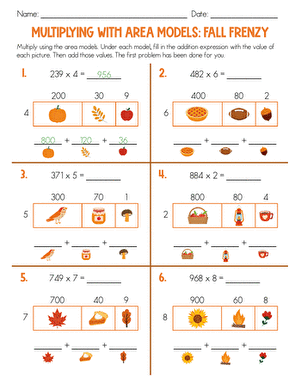 Multiplying With Area Models: Fall Frenzy