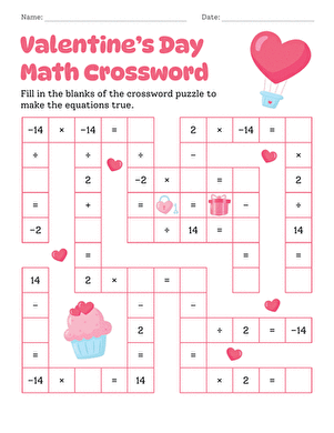 Valentine's Day Math Crossword