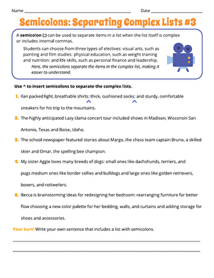 Semicolons: Separating Complex Lists #3