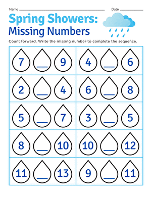 Spring Showers: Missing Numbers large image