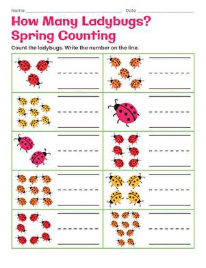 How Many Ladybugs? Spring Counting large image