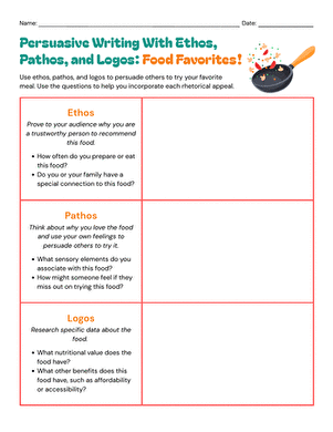 Persuasive Writing with Ethos, Pathos, and Logos: Food Favorites! large image