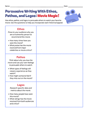 Persuasive Writing with Ethos, Pathos, and Logos: Movie Magic! large image