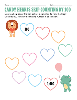 Candy Hearts Skip Counting by 100 large image