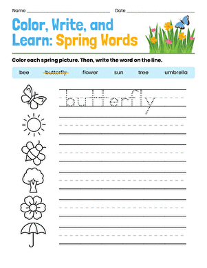 Color, Write, and Learn: Spring Words large image