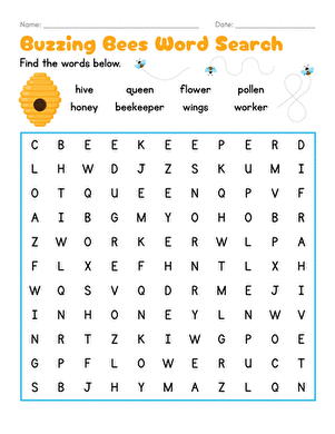 Buzzing Bees Word Search large image