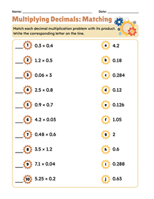 Multiplying Decimals: Matching large image