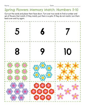 Spring Flowers Memory Match: Numbers 5–10 large image