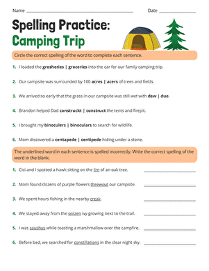 Spelling Practice: Camping Trip large image