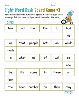 Sight Word Dash Board Game #3 large image