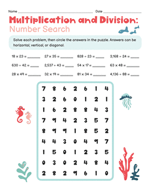 Multiplication and Division: Number Search large image