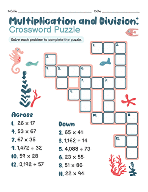 Multiplication and Division: Crossword Puzzle large image
