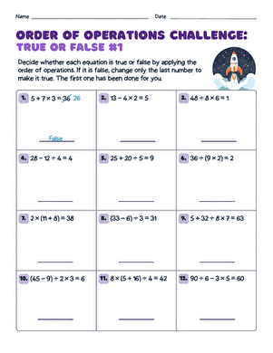 Order of Operations Challenge: True or False #1 large image