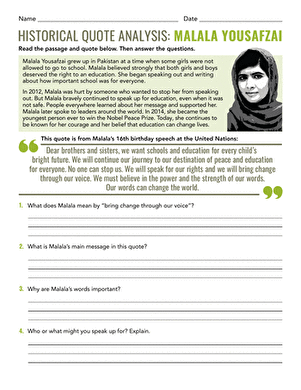 Historical Quote Analysis: Malala Yousafzai large image