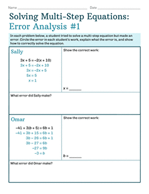 Solving Multi-Step Equations: Error Analysis #1 large image