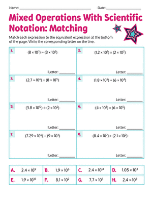 Mixed Operations With Scientific Notation: Matching large image