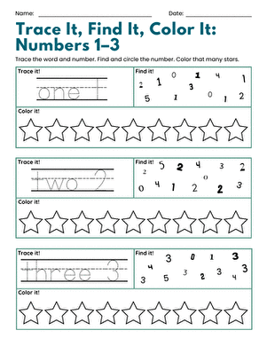 Trace It, Find It, Color It: Numbers 1–3 large image