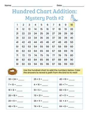 Hundred Chart Addition: Mystery Path #2 large image