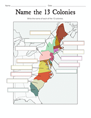 Name the 13 Colonies large image