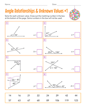 Angle Relationships and Unknown Values #1 large image