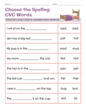 Choose the Spelling: CVC Words large image