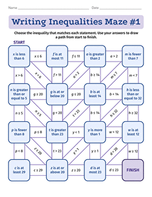 Writing Inequalities Maze #1 large image