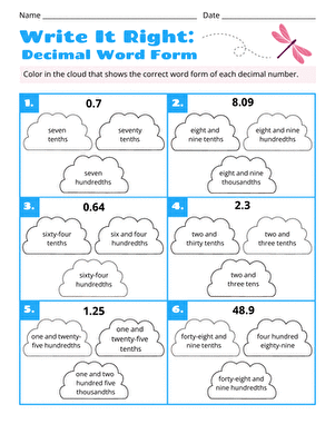 Write It Right: Decimal Word Form large image