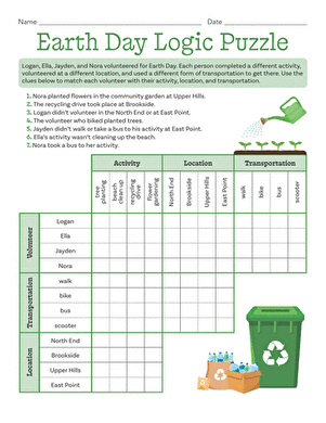 Earth Day Logic Puzzle large image