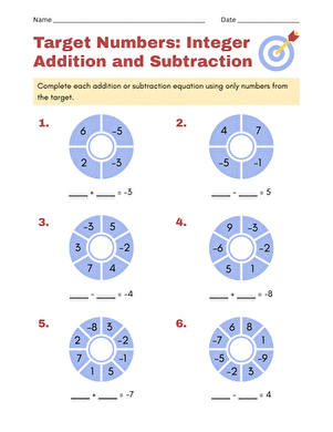 Target Numbers: Integer Addition and Subtraction large image