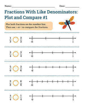 Fractions With Like Denominators: Plot and Compare #1 large image