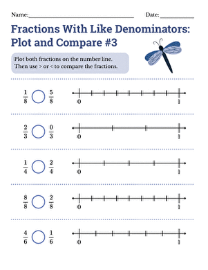 Fractions With Like Denominators: Plot and Compare #3 large image