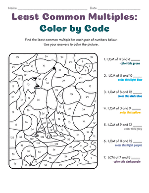 Least Common Multiples: Color by Code large image
