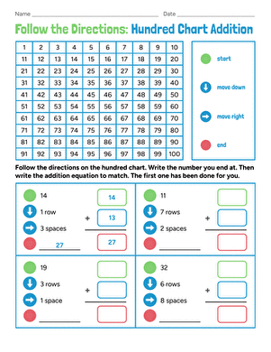 Follow the Directions: Hundred Chart Addition large image