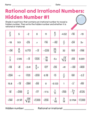 Rational and Irrational Numbers: Hidden Number #1 large image