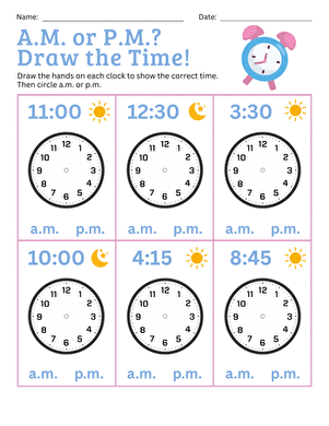 A.M. or P.M.? Draw the Time! large image