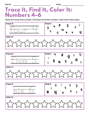Trace It, Find It, Color It: Numbers 4-6 large image