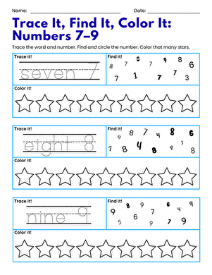 Trace It, Find It, Color It: Numbers 7-9 large image